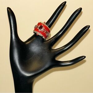 18K Vermeil Coral, Sapphire & Garnet Women's Ring